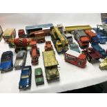 Collection of 25 plus playworn model vehicles by several manufacturers including Corgi Triang and