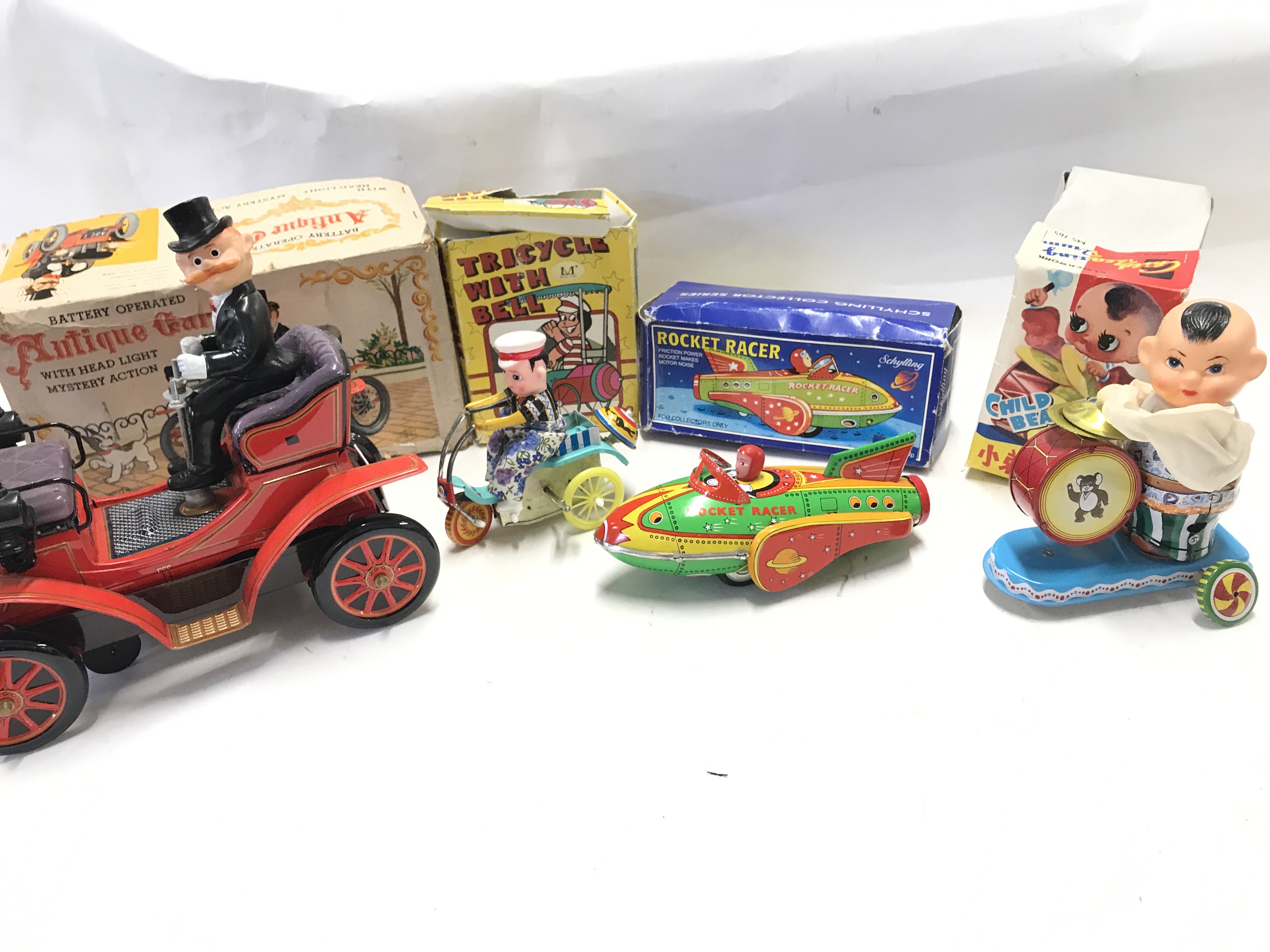 4 X Boxed Tin Plate Toys including Tricycle with B