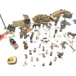 Collection of lead soldiers and other assorted figures plus some landscape