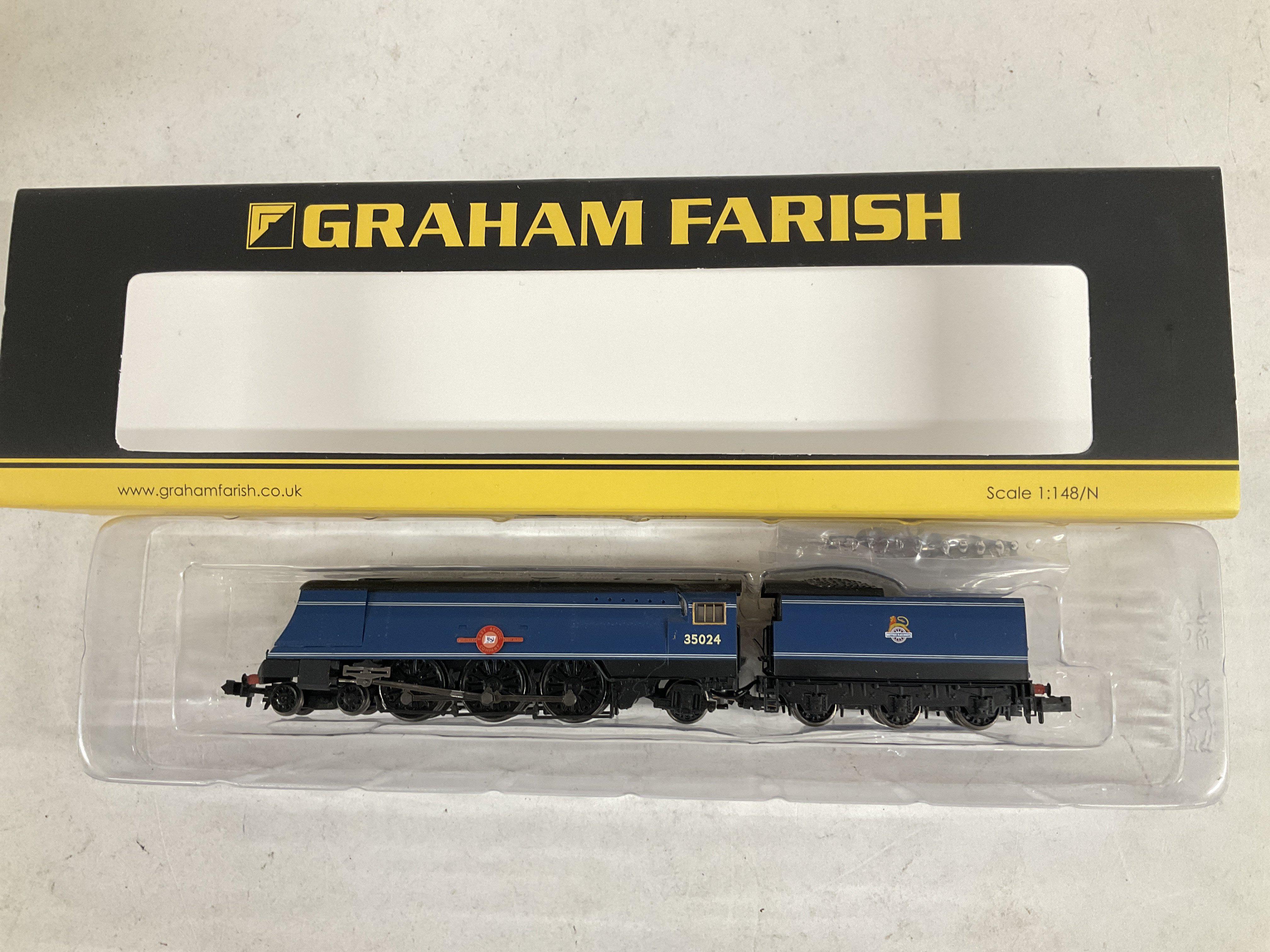 A Boxed N Gauge Graham Farish Bulleid Marchant Navy Class 4-6-2 In Blue.#372-310.