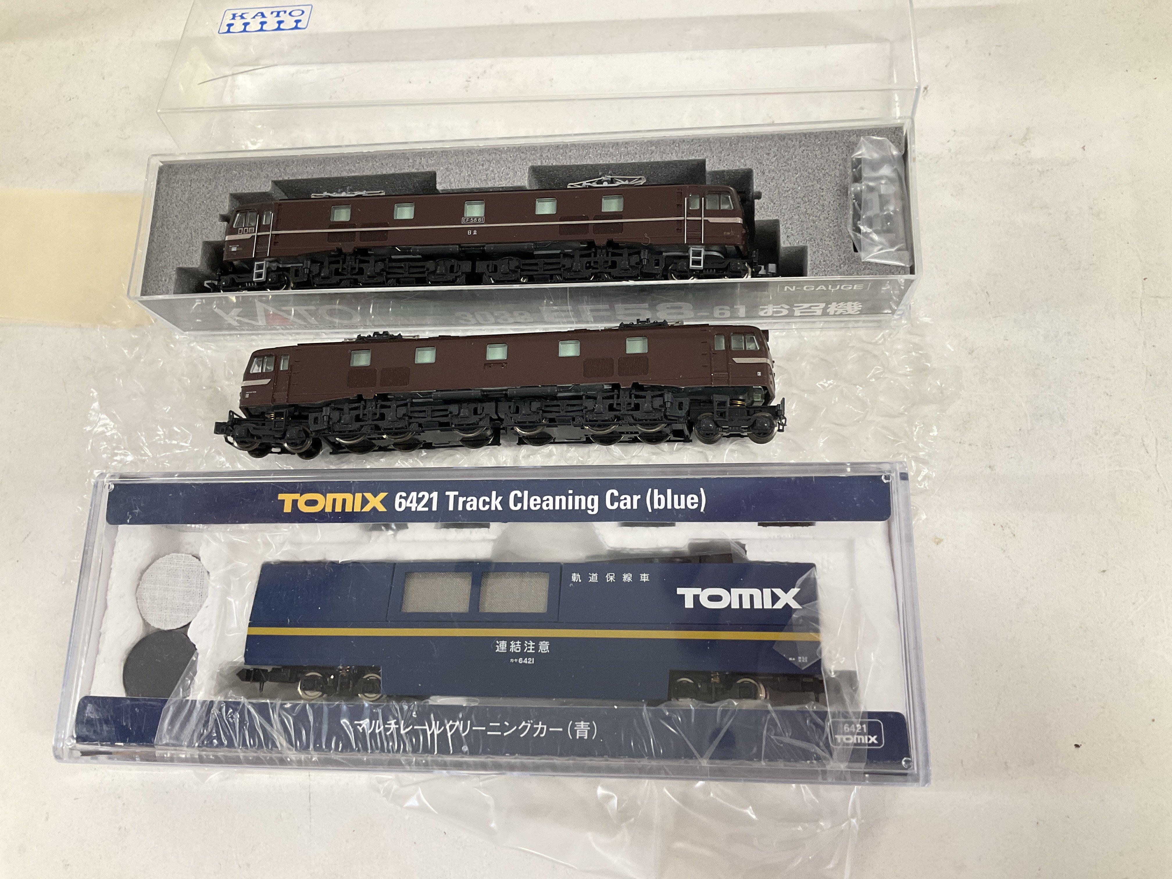 A Boxed N Gauge Kato CO-CO EF58 and Another Loose. And a Tomix 6421 Track Cleaning Car Boxed.