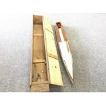 A Hobbies Bowman Aeroboat 1 in a Pine Box. Approximate length 81 CM.