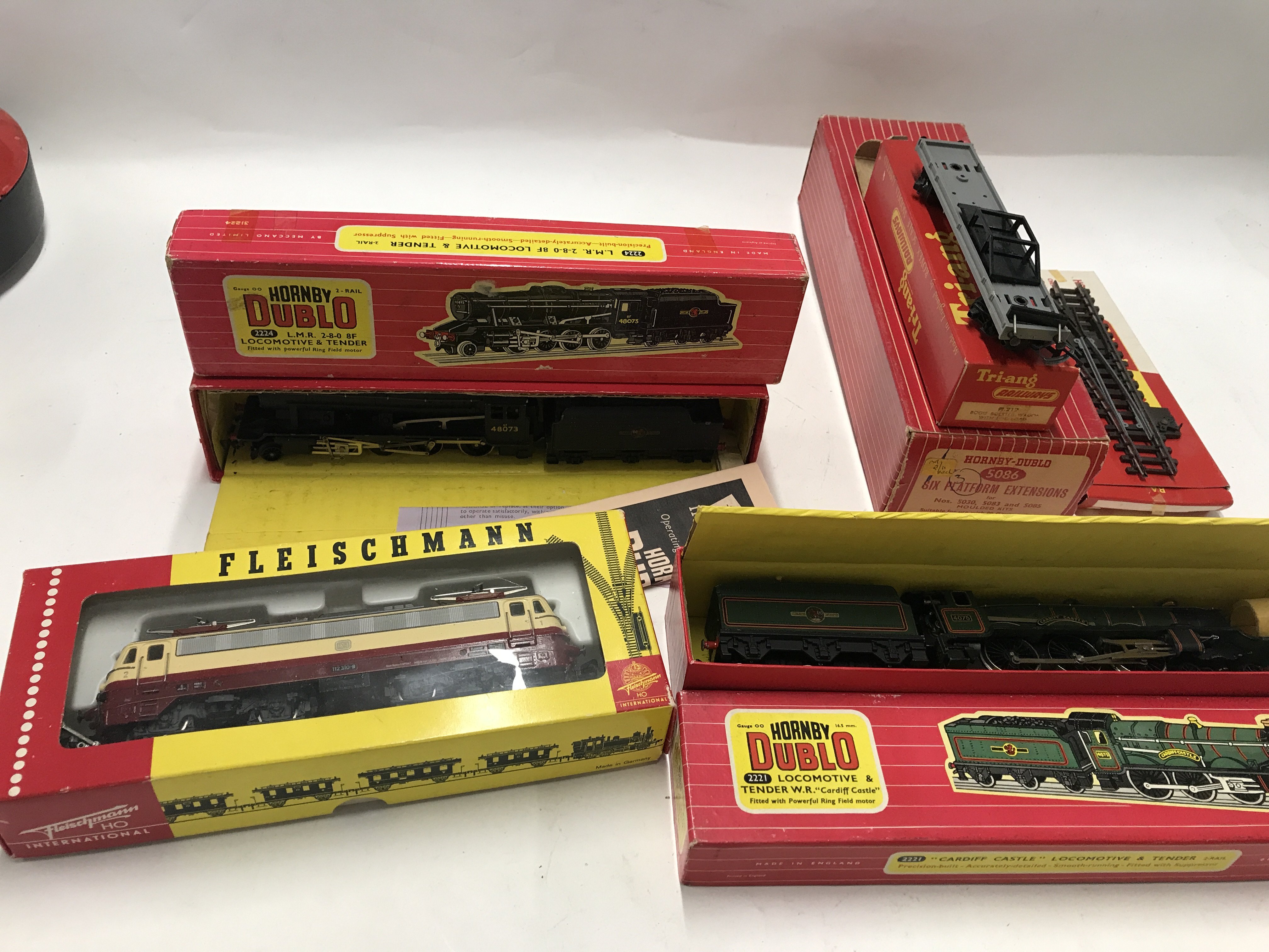 Collection of boxed 00 gauge locomotives and accessories by Hornby Dublo and Fleischmann