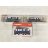 A Boxed Fleischhmann N Gauge Piccolo Rack Locomotive #7305 and 2 Coaches #8053 and 8054.