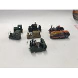Collection of five loose 00 gauge engines and two tin zz ornaments
