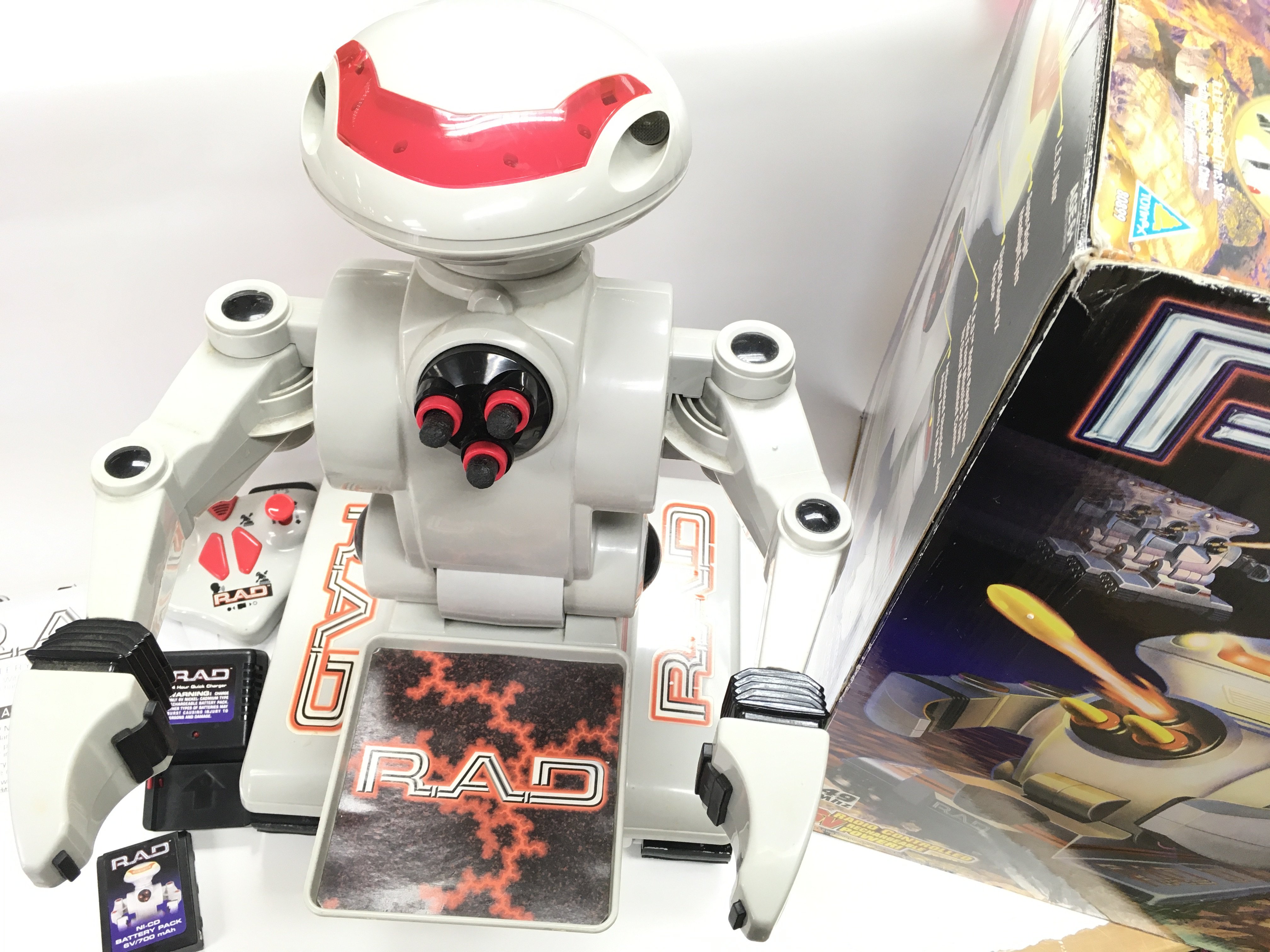 A Boxed R.A.D. Radio Controlled Robot. Approximately 48cm in height. Contains Battery pack and