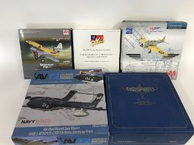 A collection of various die cast models including Hobbymaster and the old flying machine company