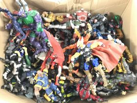 A Box Containing A Collection Of Loose Marvel Figures.