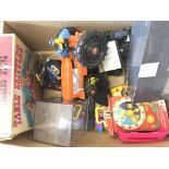A Box Containing a Jem F.M Radio. A Big Track. And Other Toys.all Playworn.