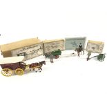 4 Boxed Lead models including the Caravan. Coaster Series Greengrocery. Huntswoman and Hound and