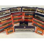 A Box Containing a Collection of Boxed 00 Gauge Coaches including Hornby and Bachmann, some boxes in