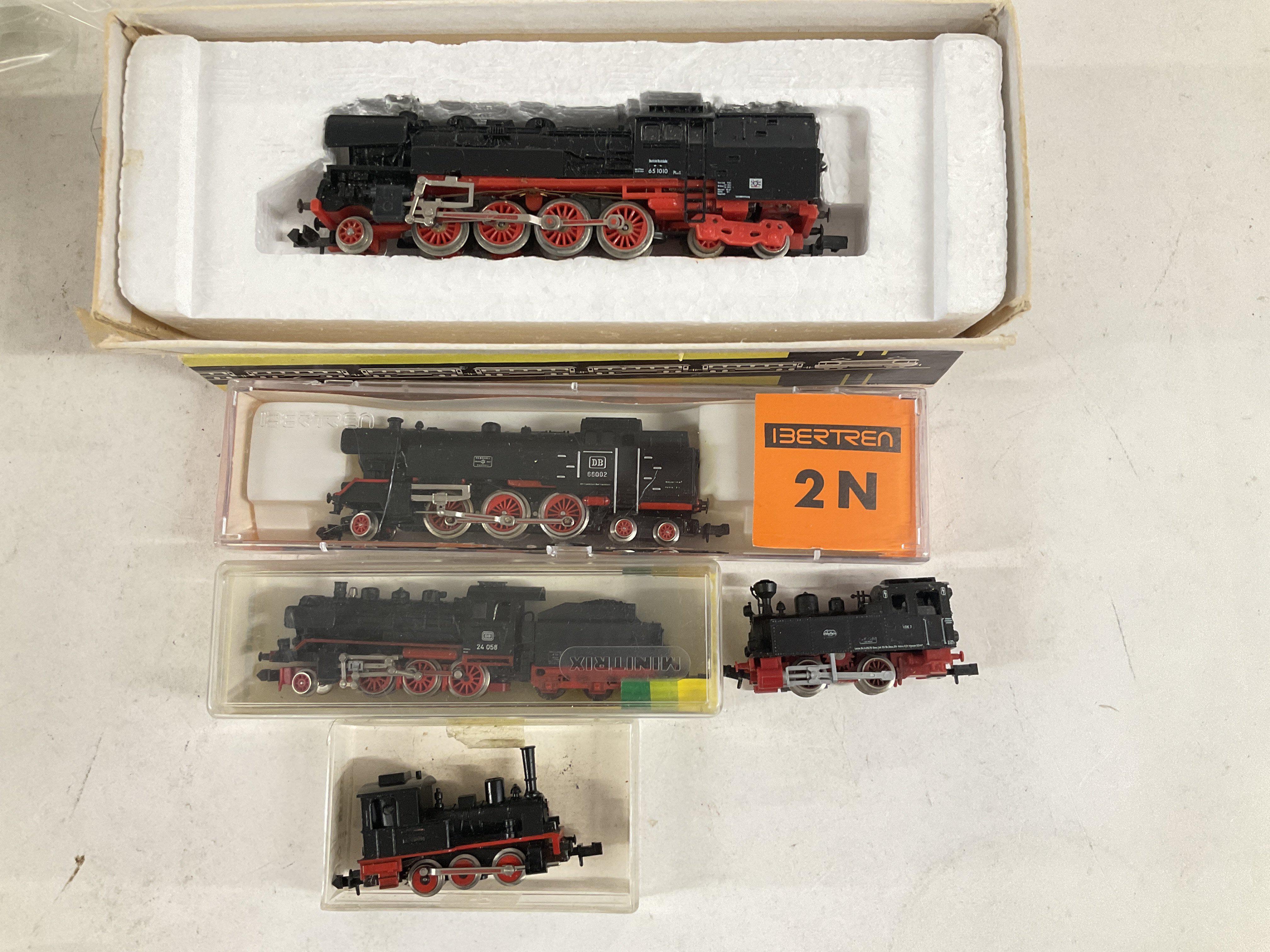 A Collection of N Gauge Locomotives Including 2 X ibertren Locos. 2 X Minitrix and a Fleischmann.