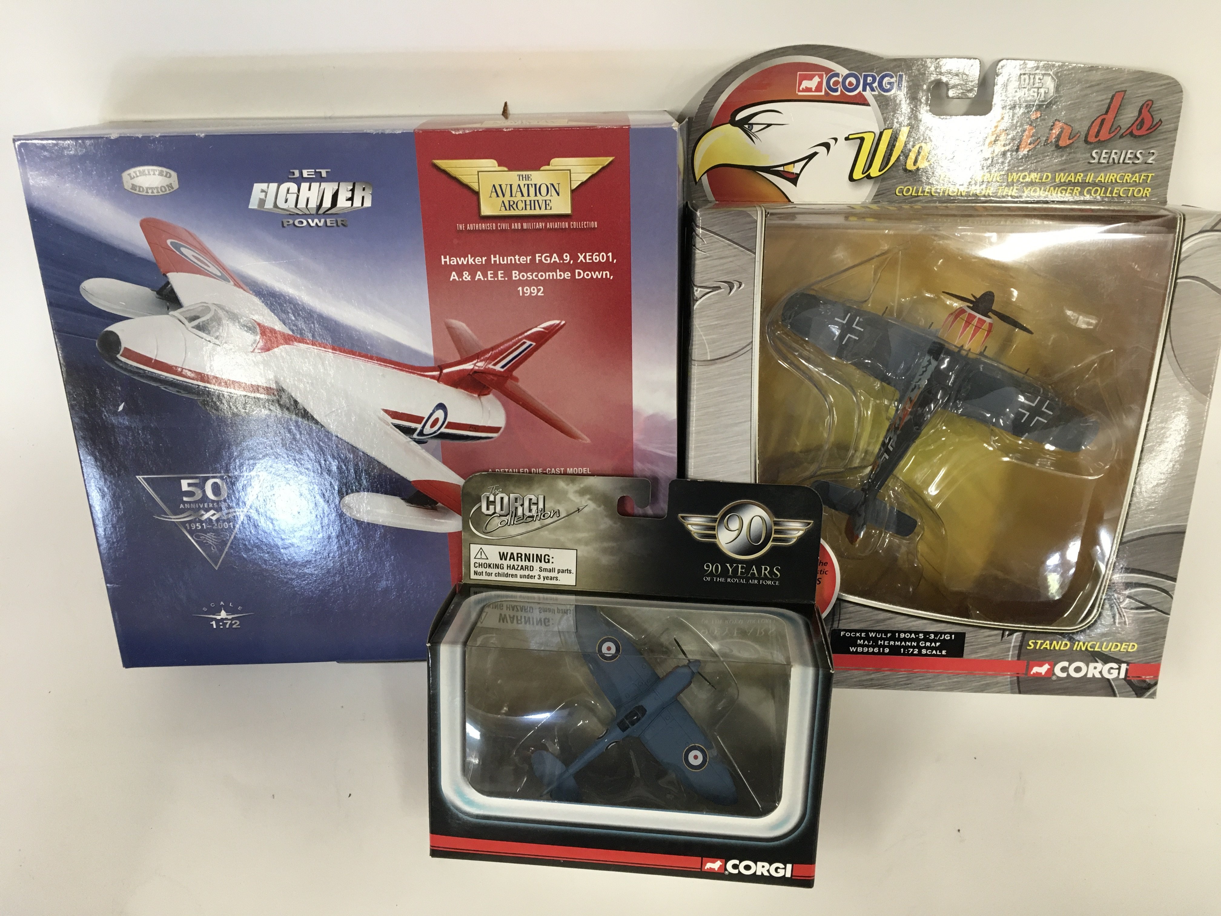 Collection of various corgi die cast planes including a limited Edition Hawker Hunter.