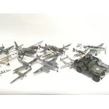 A Collection of Die-cast Aircraft and Vehicles in Various States and 4 Model Kits.(2)