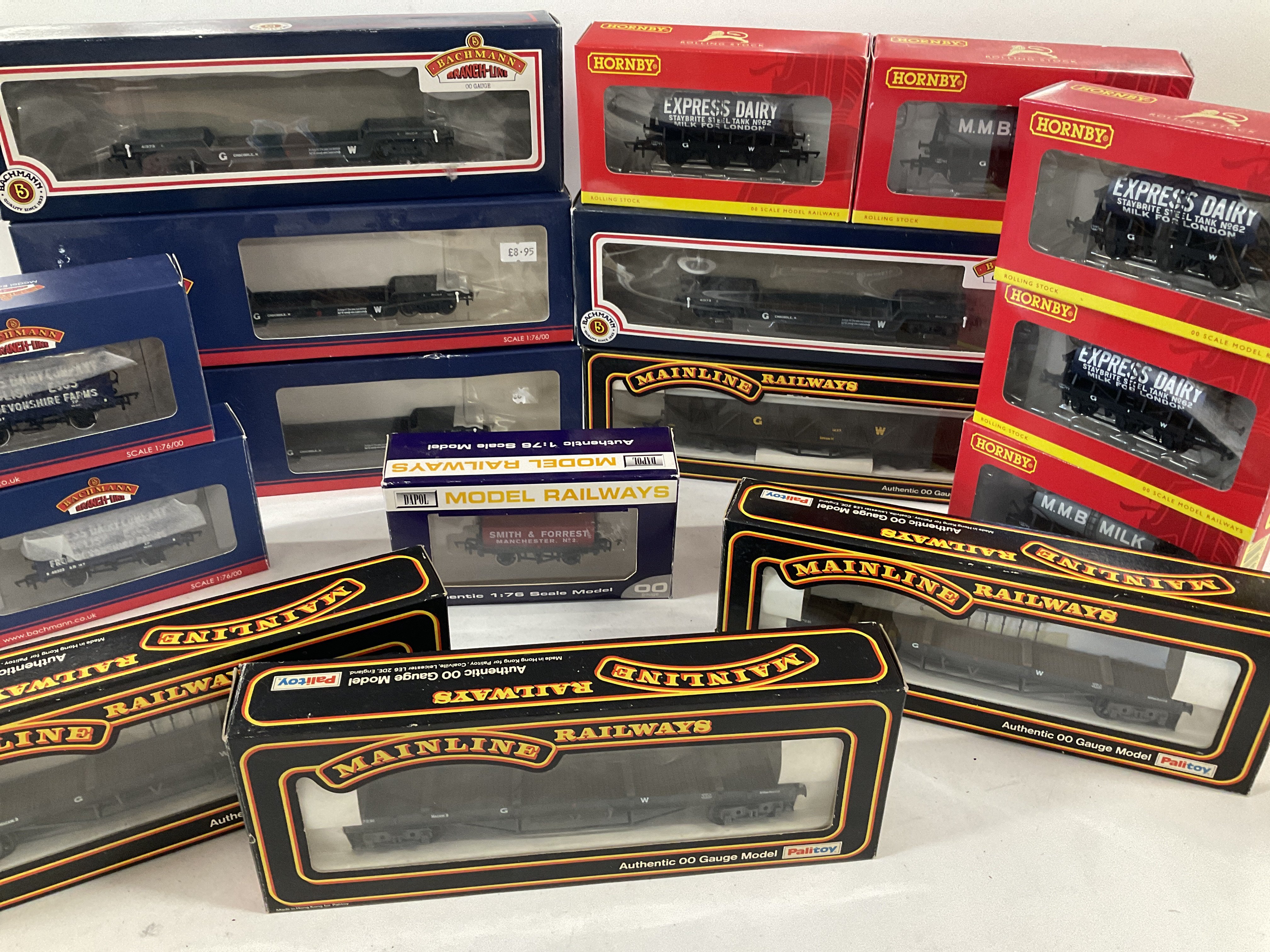 A Box Containing 00 Gauge Rolling Stock including Bachmann. Mainline and Hornby. All boxed.