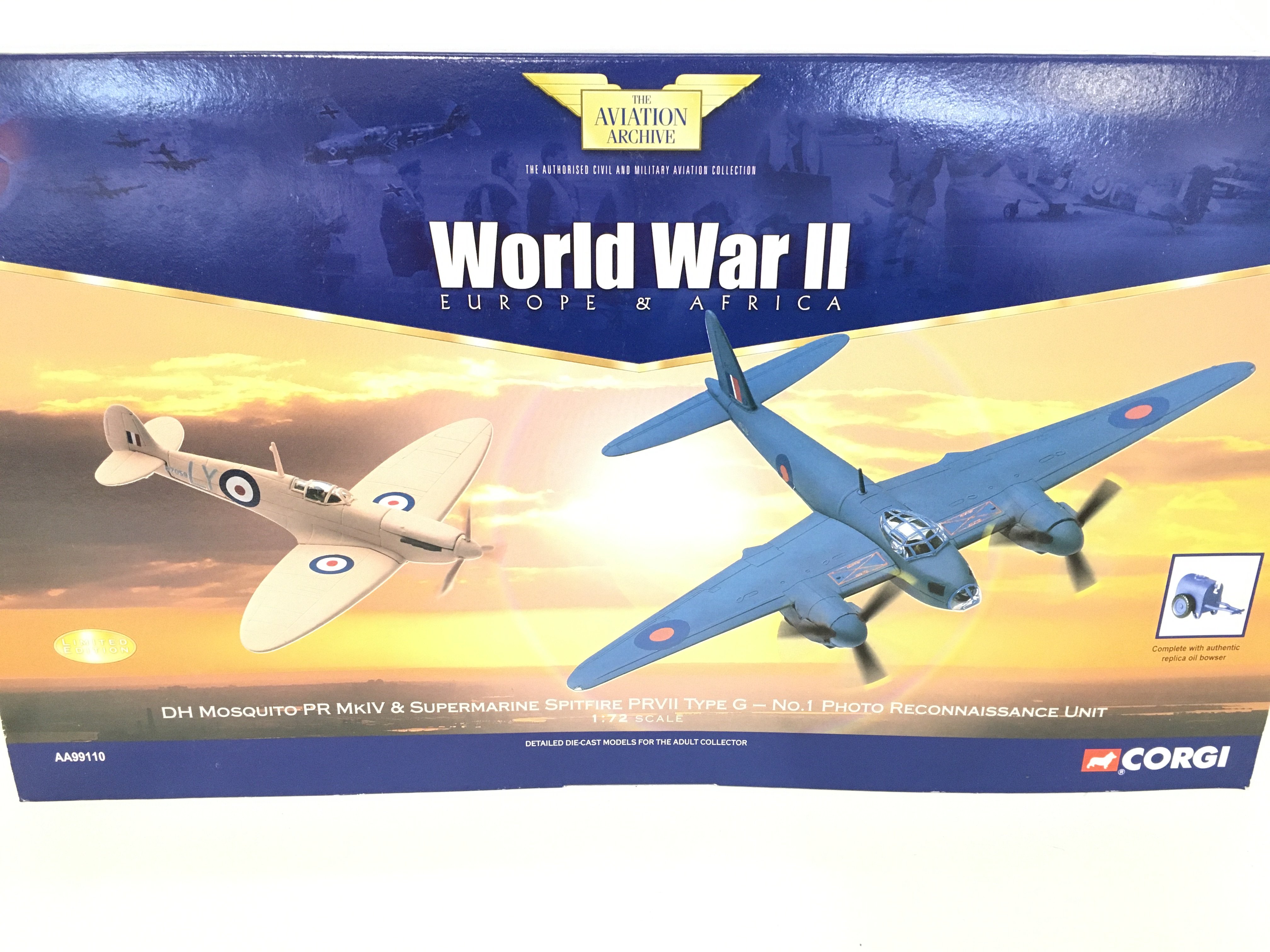 A Boxed Corgi DH Mosquito PR MkIV & Supermarine Spitfire PRVII Type G. #AA99110.