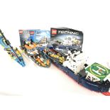 A Collection of 3 X Lego Technics boats. A Racing