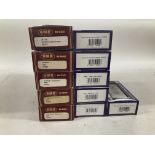 Collection of 11 boxed railway coaches by GMB and Model Railways