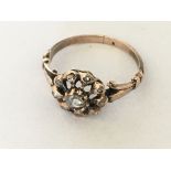 8ct rose gold vintage style ring set with a cluste