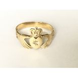 A 9ct gold Claddagh ring