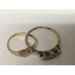 An 9carat gold ring set with small chip diamonds and one other gold ring (2) 2.5g