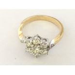 18ct yellow gold 7 stone diamond daisy cluster rin