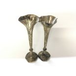 Two silver trumpet vases with Chester hallmarks. A