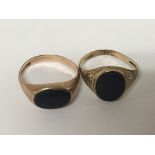 Two 9carat gold rings set with polished oval stone