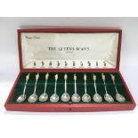 A cased set of 'The Queen's Beasts' silver spoons.