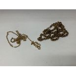 2 9ct gold chains, approx 16g.