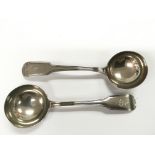 Two 18th Century silver sauce ladles, London hallm