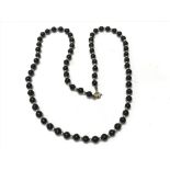 9ct gold & black bead necklace