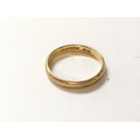 A 22ct gold ring. Approx weight 3.2g and size N.