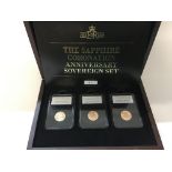 The sapphire coronation anniversary sovereign set.