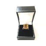 A 9ct gold Smoke quartz ring approx size N 1/2.
