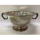 A heavy hallmarked silver 2 handled trophy bowl, a
