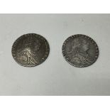 2 George III 1787 silver sixpences.