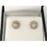 Pair of 9ct rose gold diamond cluster stud scallop