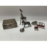 3 Sterling silver animals, and other silver miniat