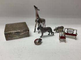 3 Sterling silver animals, and other silver miniat