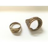 2 x 9ct gold rings total approximately weight is 1