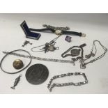 A collection of jewellery including silver bracele