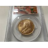 1914 George V Canadian $10 gold coin. Graded mint