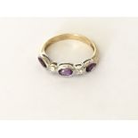 Amethyst and diamonds set in 14ct gold ring