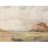 A framed watercolour English rural landscape entit