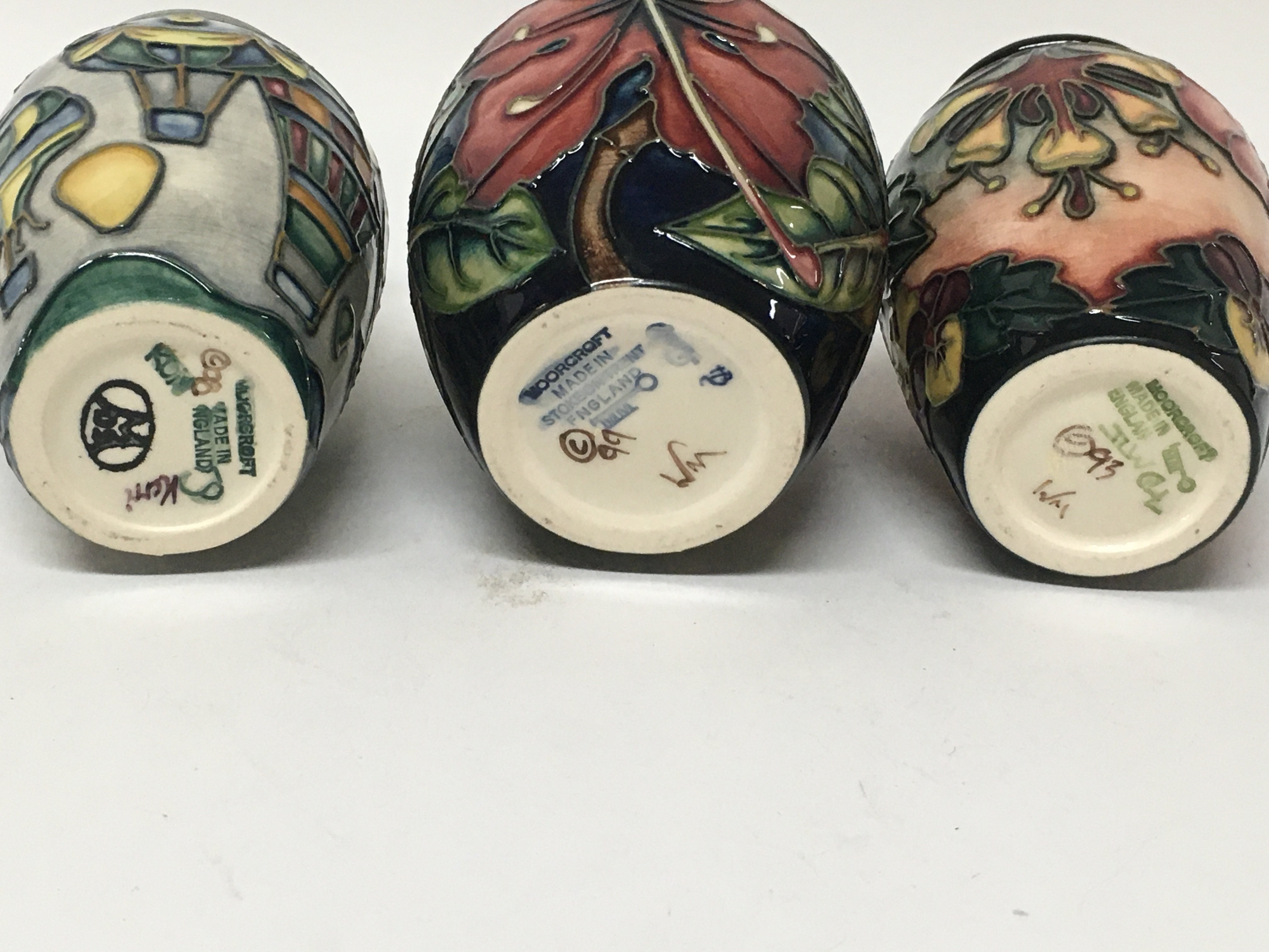 Three Moorcroft vases decorated with flowers and f - Image 3 of 3