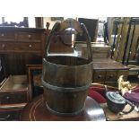 Good heavy Victorian wooden bucket with wood and i