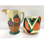 A Clarice Cliff 'Gayday' jug and an Art Deco desig