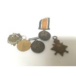 Three First World War medals awarded to Pte J Hood