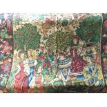 A wall tapestry approximately 116cm wide by 150 lo